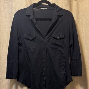 James Perse Black Button-Down Shirt
